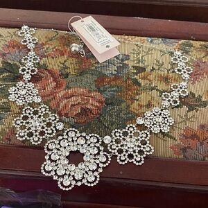 Kate Spade Silver Crystal Floral Necklace